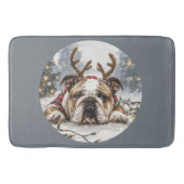 Vrolijk Kerstfeest Engelse Bulldog Rendier Badmat (Voorkant)