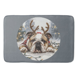 Vrolijk Kerstfeest Engelse Bulldog Rendier Badmat