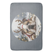 Vrolijk Kerstfeest Engelse Bulldog Rendier Badmat (Voorkant Verticaal)