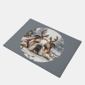 Vrolijk Kerstfeest Engelse Bulldog Rendier Deurmat (Schuin)