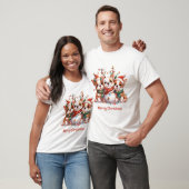 Vrolijk Kerstfeest Engelse Bulldog Rendier Santa T-shirt (Unisex)