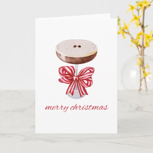 Vrolijk Kerstfeest Espresso Martini Vakantie Kaart (Gele Bloem)