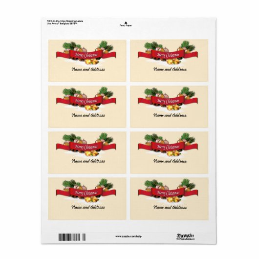 Vrolijk kerstfeest etiket (Full Sheet)