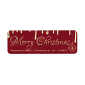 Vrolijk kerstfeest Etiket gouden druppelhoning (Voorkant)