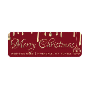 Vrolijk kerstfeest Etiket gouden druppelhoning