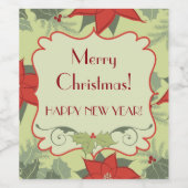 Vrolijk kerstfeest! Etiketten voor wijnflessen, Po (Enkel label)