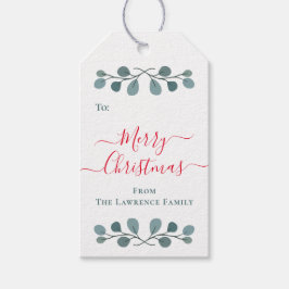 Vrolijk kerstfeest eucalyptus bessen cadeaulabel