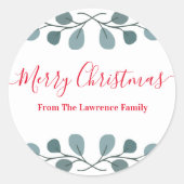 Vrolijk kerstfeest Eucalyptus Leaf Foliage Ronde Sticker (Voorkant)