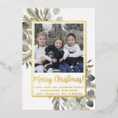 Vrolijk kerstfeest! Eucalyptus & Pine Sage & Gold Folie Feestdagenkaart (Voorkant)