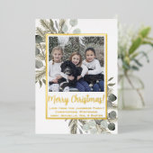 Vrolijk kerstfeest! Eucalyptus & Pine Sage & Gold Folie Feestdagenkaart (Staand Voorkant)