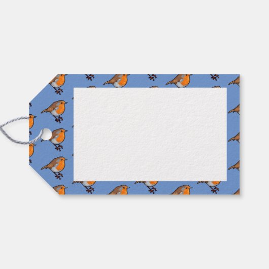 vrolijk kerstfeest! Europees Robin rood borstpatro Cadeaulabel (Achterkant Horizontaal)