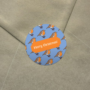 vrolijk kerstfeest! Europees Robin rood borstpatro Ronde Sticker