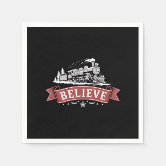 Vrolijk Kerstfeest Express Noordpool Kerstman Servet (Voorkant)