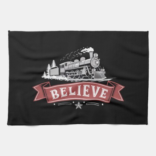 Vrolijk Kerstfeest Express Noordpool Kerstman Theedoek (Horizontaal)