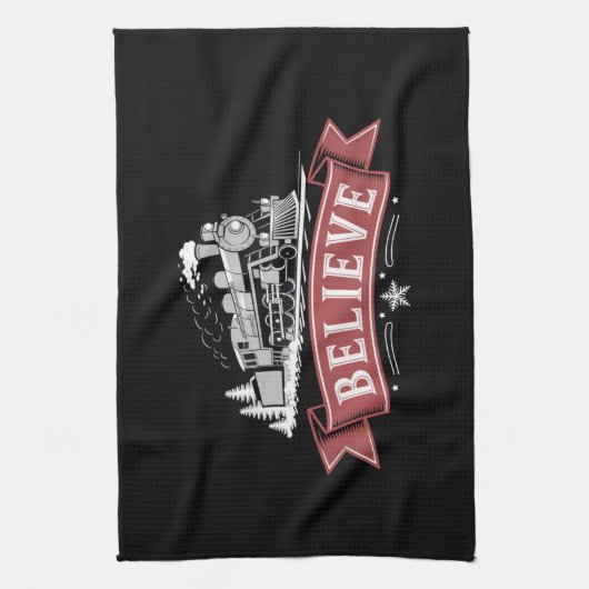 Vrolijk Kerstfeest Express Noordpool Kerstman Theedoek (Verticaal)