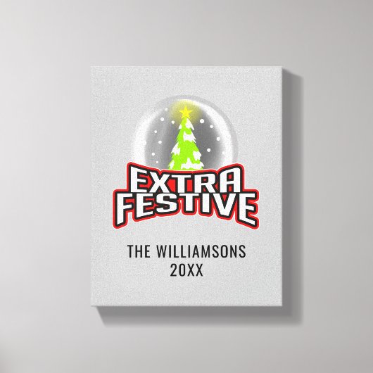 Vrolijk Kerstfeest Extra Feestelijk Familiehuis Canvas Afdruk (Voorkant)