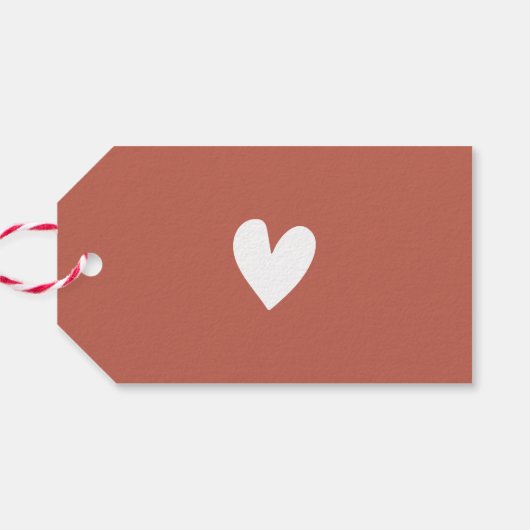 Vrolijk Kerstfeest Familie Bericht & Boho Hart Cadeaulabel (Achterkant Horizontaal)