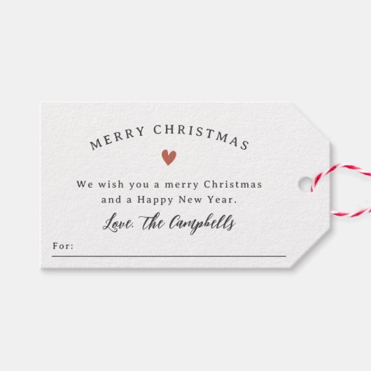 Vrolijk Kerstfeest Familie Bericht & Boho Hart Cadeaulabel (Voorkant (Horizontaal))