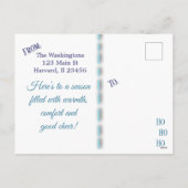 Vrolijk Kerstfeest Familie Foto Blue Bow Briefkaar Feestdagenkaart (Achterkant)