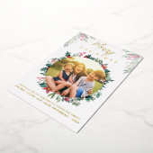Vrolijk Kerstfeest Familie Foto Botanisch Folie Feestdagenkaart (Gedraaid)