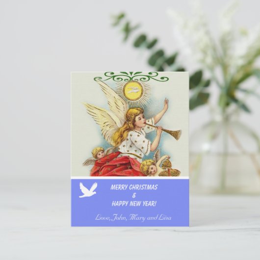 Vrolijk kerstfeest familie foto briefkaart (Staand voorkant)