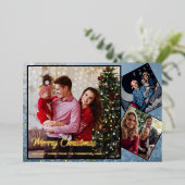Vrolijk Kerstfeest familie Foto collage Folie Feestdagenkaart (Staand Voorkant)