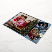 Vrolijk Kerstfeest familie Foto collage Folie Feestdagenkaart (Gedraaid)