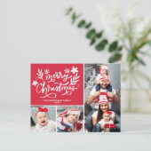 Vrolijk Kerstfeest Familie Foto Collage Vakantie Briefkaart (Staand voorkant)