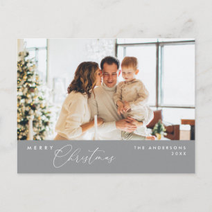 Vrolijk Kerstfeest Familie Foto, Donker Grijs Briefkaart
