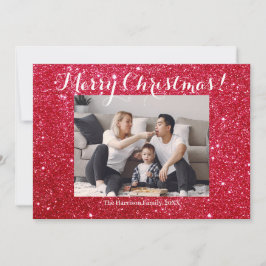 Vrolijk Kerstfeest Familie Foto Eenvoudig Feestdagenkaart