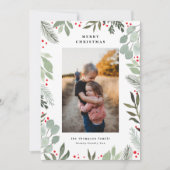 Vrolijk Kerstfeest Familie Foto Groene Waterverf K Kaart (Voorkant)