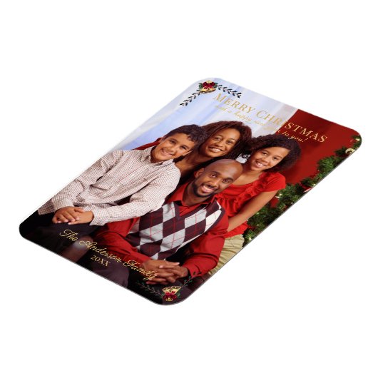  Vrolijk Kerstfeest Familie Foto Groet Magneet (Linkerzijde)
