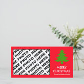 Vrolijk Kerstfeest Familie Foto Kaart Boom Rood (Staand voorkant)