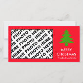 Vrolijk Kerstfeest Familie Foto Kaart Boom Rood (Voorkant)
