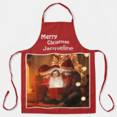 Vrolijk Kerstfeest Familie Foto Kind Personalisere Schort (Voorkant)