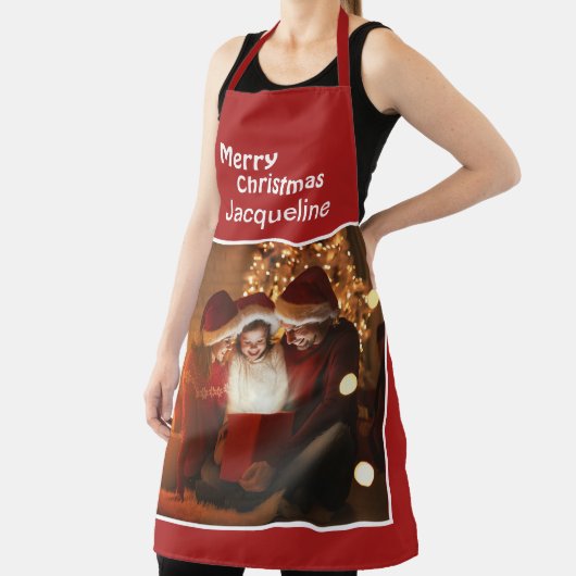 Vrolijk Kerstfeest Familie Foto Kind Personalisere Schort (Insitu)