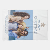 Vrolijk Kerstfeest Familie Foto Kust Theedoek (Horizontaal)