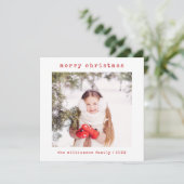 Vrolijk Kerstfeest Familie Foto Minimalist | Feestdagenkaart (Staand voorkant)