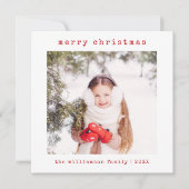 Vrolijk Kerstfeest Familie Foto Minimalist | Feestdagenkaart (Voorkant)