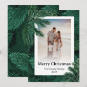 Vrolijk Kerstfeest Familie Foto Pine Tree Feestdagenkaart (Voorkant / Achterkant)