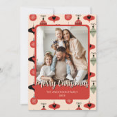 Vrolijk Kerstfeest Familie Foto Rood Feestdagenkaart (Voorkant)