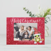 Vrolijk Kerstfeest Familie Foto Schattige Feestdagenkaart (Staand voorkant)