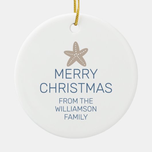 Vrolijk Kerstfeest Familie Foto Starfish Keramisch Ornament (Voorkant)