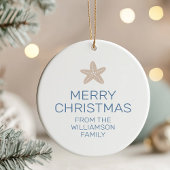 Vrolijk Kerstfeest Familie Foto Starfish Keramisch Ornament