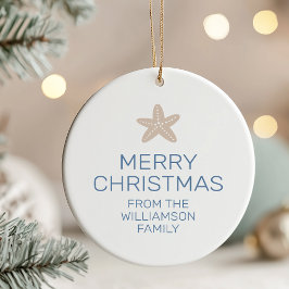 Vrolijk Kerstfeest Familie Foto Starfish Keramisch Ornament