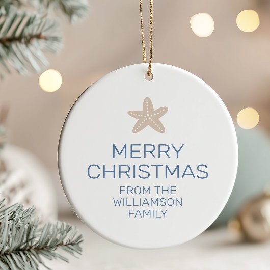 Vrolijk Kerstfeest Familie Foto Starfish Keramisch Ornament