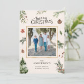 Vrolijk Kerstfeest Familie Foto Wild Forrest Kaart (Staand voorkant)