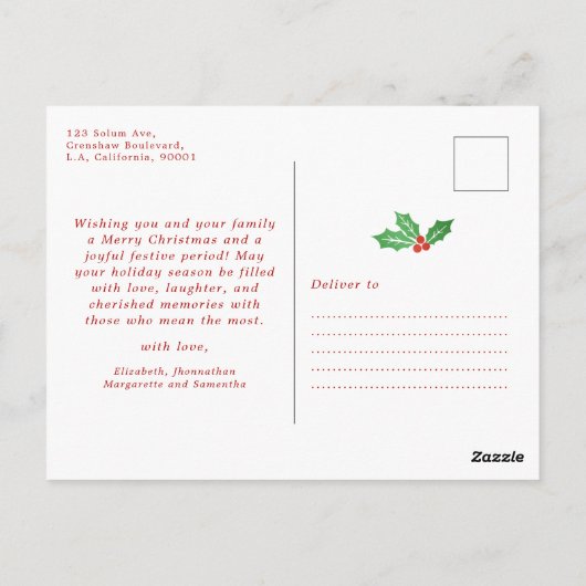 Vrolijk Kerstfeest Familie Fotocollage Feestelijke Briefkaart (Achterkant)