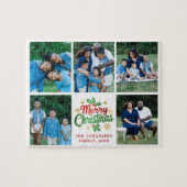 Vrolijk Kerstfeest Familie Fotocollage Feestelijke Legpuzzel (Horizontaal)