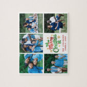 Vrolijk Kerstfeest Familie Fotocollage Feestelijke Legpuzzel (Verticaal)